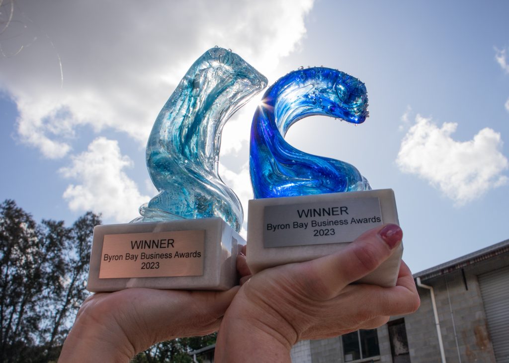 Byron Business Awards glass trophies